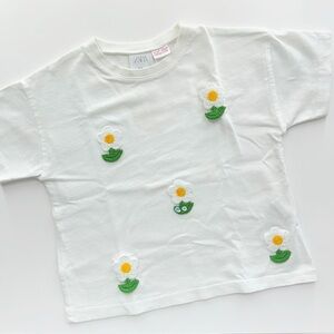 Zara Kids White Floral T-Shirt